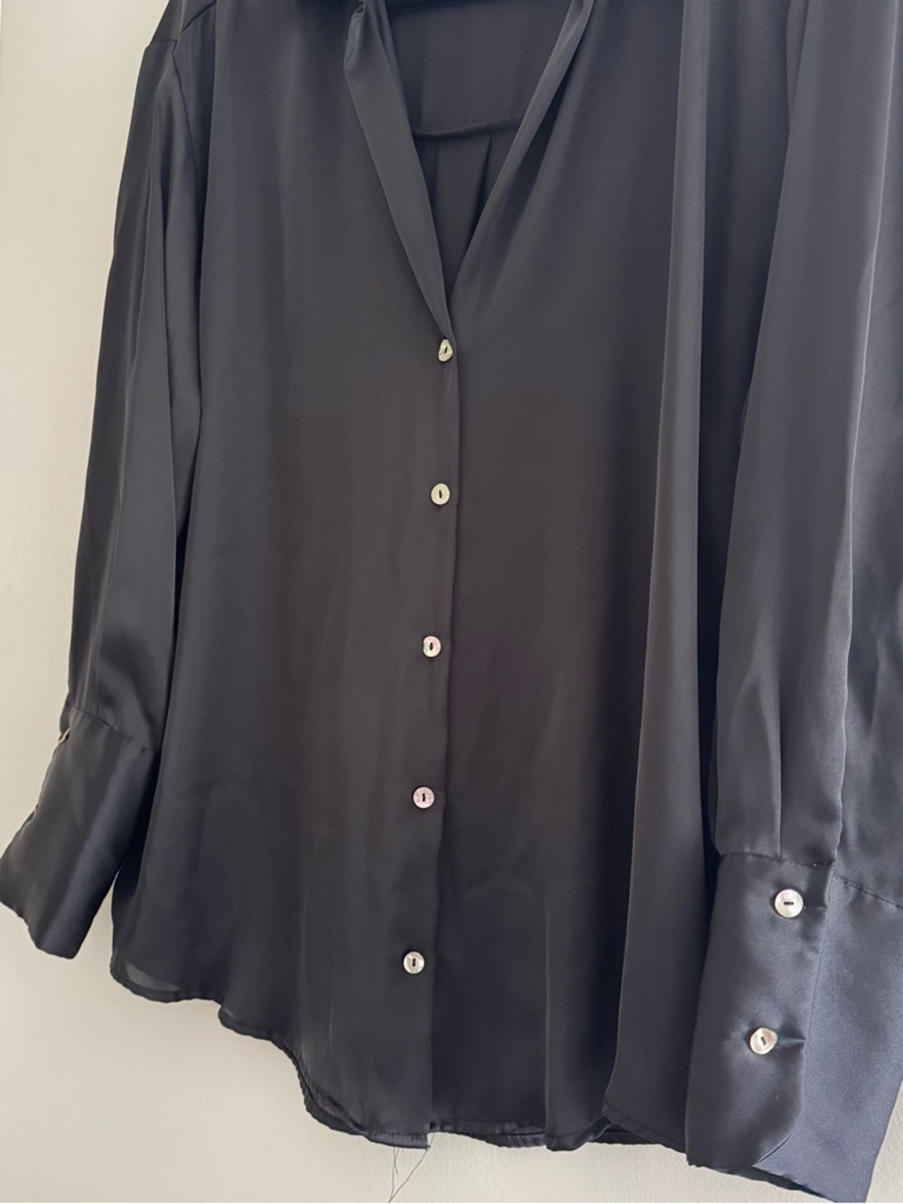 Zara Black Satin-Look Women's Button-Down Shirt - Picture 3 of 9